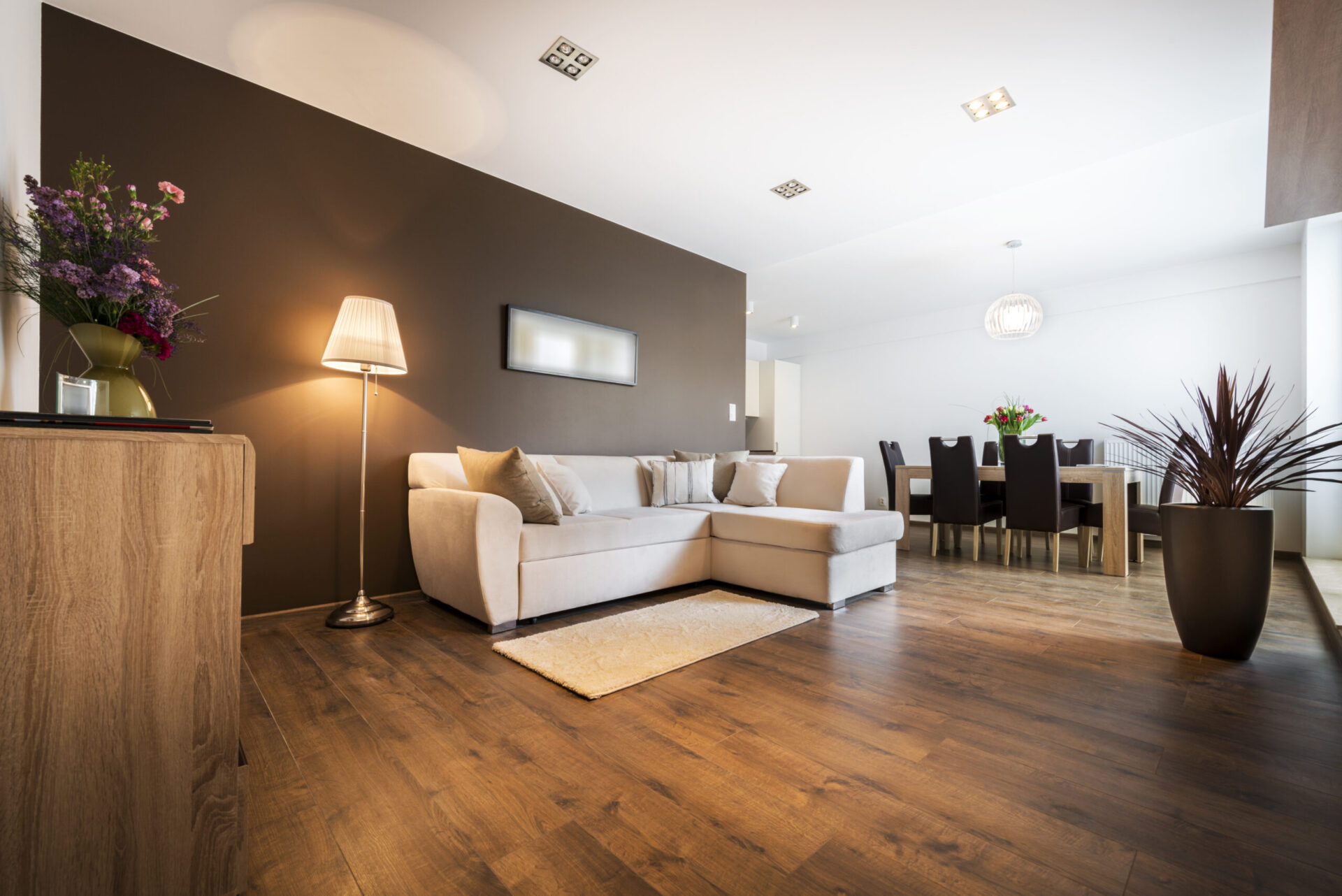 Modern living room with kitchen Modern living room with kitchen